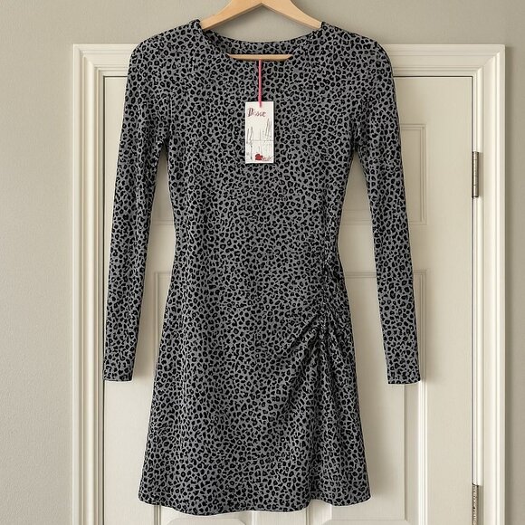 Parker Dresses & Skirts - Parker NY Arctic Spot Leopard Ruched Long Sleeve Fit & Flare Dress XS NWT $218